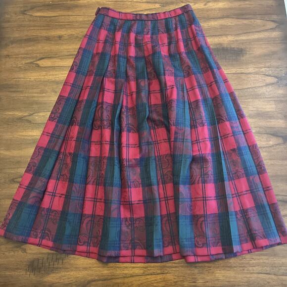 Vintage Pendleton Classic 100% Virgin Wool Skirt Wmn Sz 8 Red Green & Blue Plaid - Picture 6 of 8